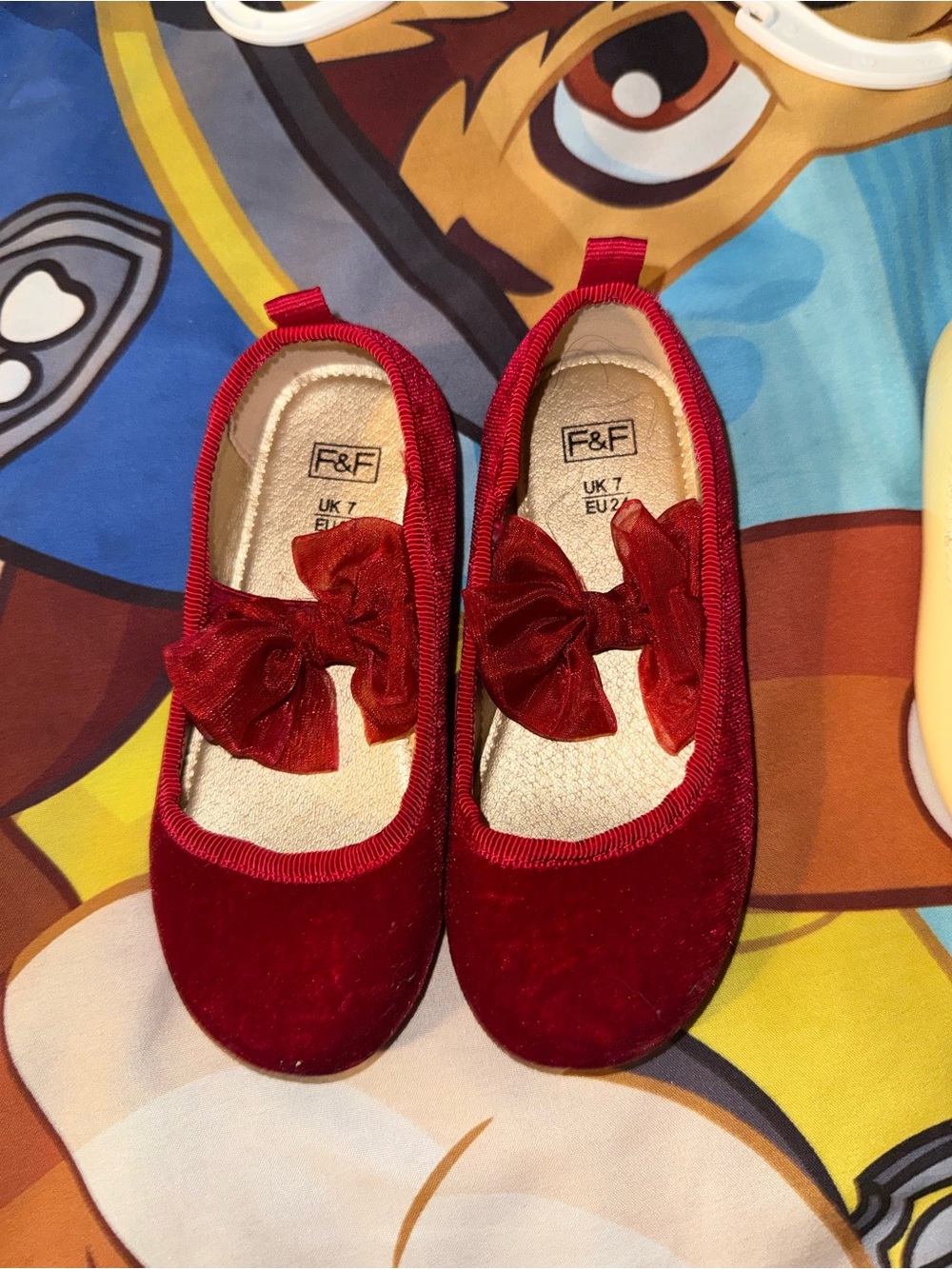 Red Velvet Bow Girls Ballet Flats